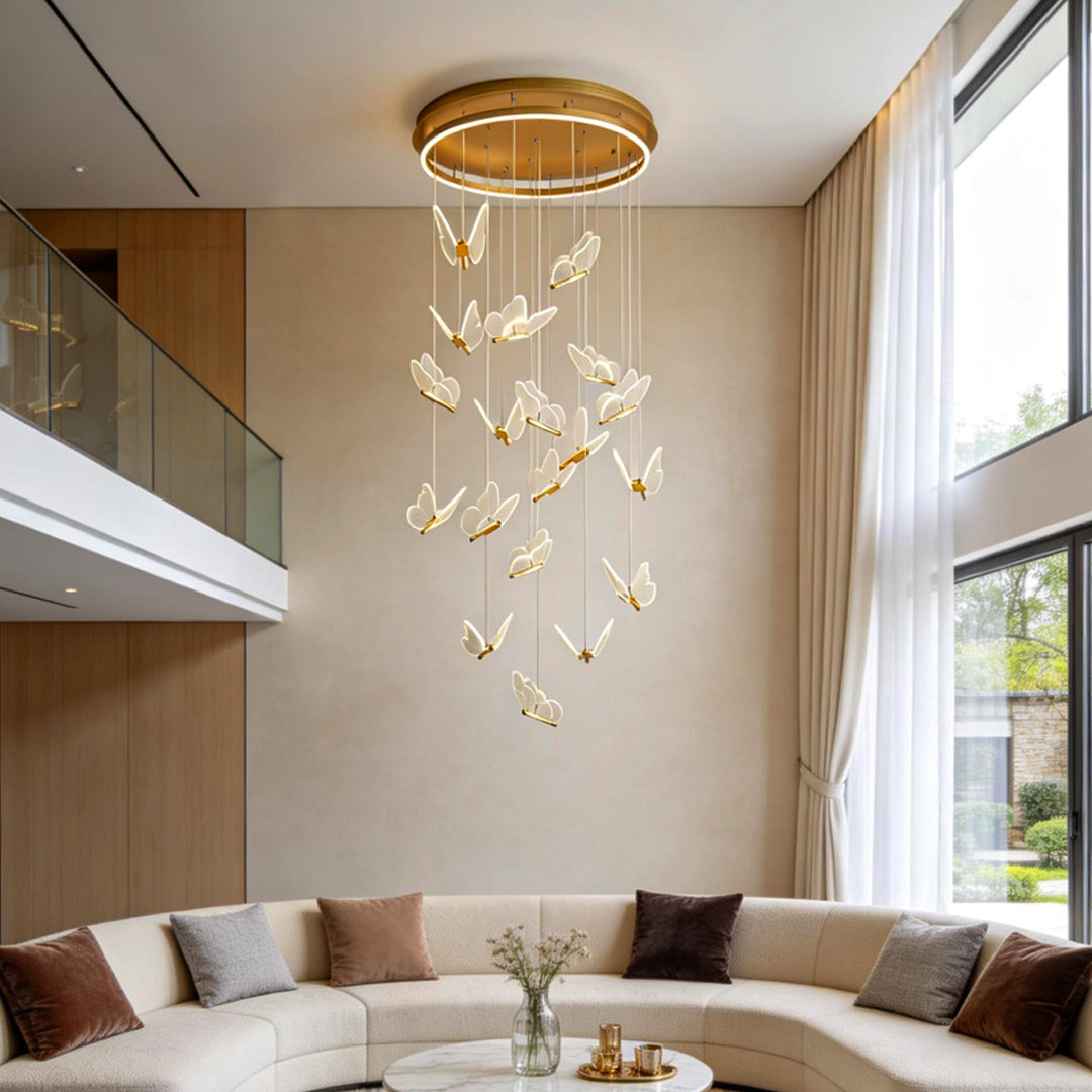 Modern Butterfly Chandelier - Metal and Acrylic Ceiling Light