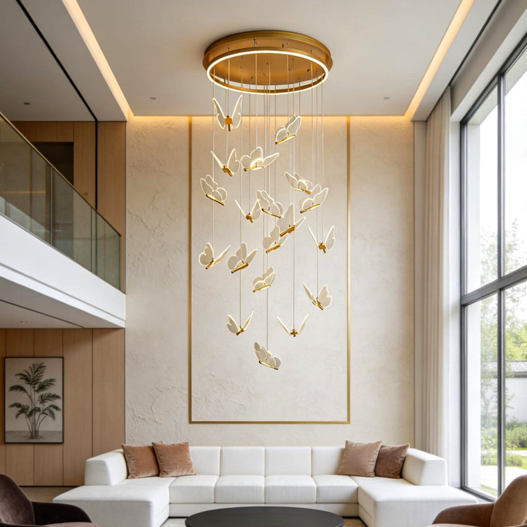 Modern Butterfly Chandelier - Metal and Acrylic Ceiling Light