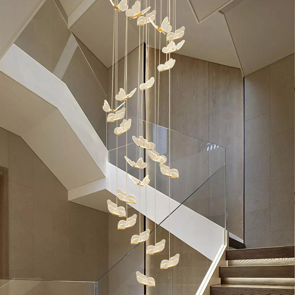 Modern Butterfly Chandelier - Metal and Acrylic Ceiling Light