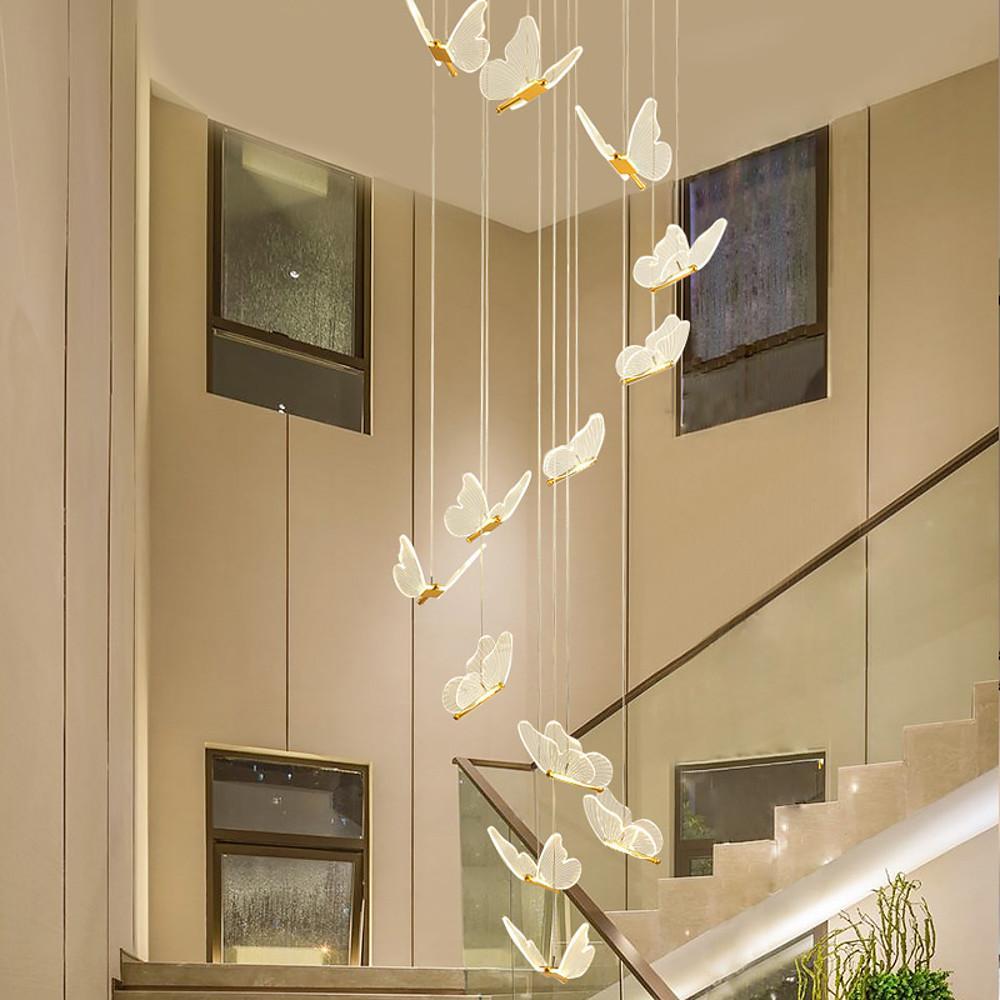 Modern Butterfly Chandelier - Metal and Acrylic Ceiling Light
