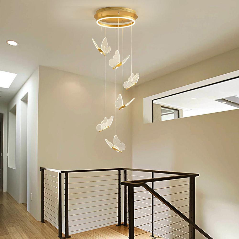 Modern Butterfly Chandelier - Metal and Acrylic Ceiling Light