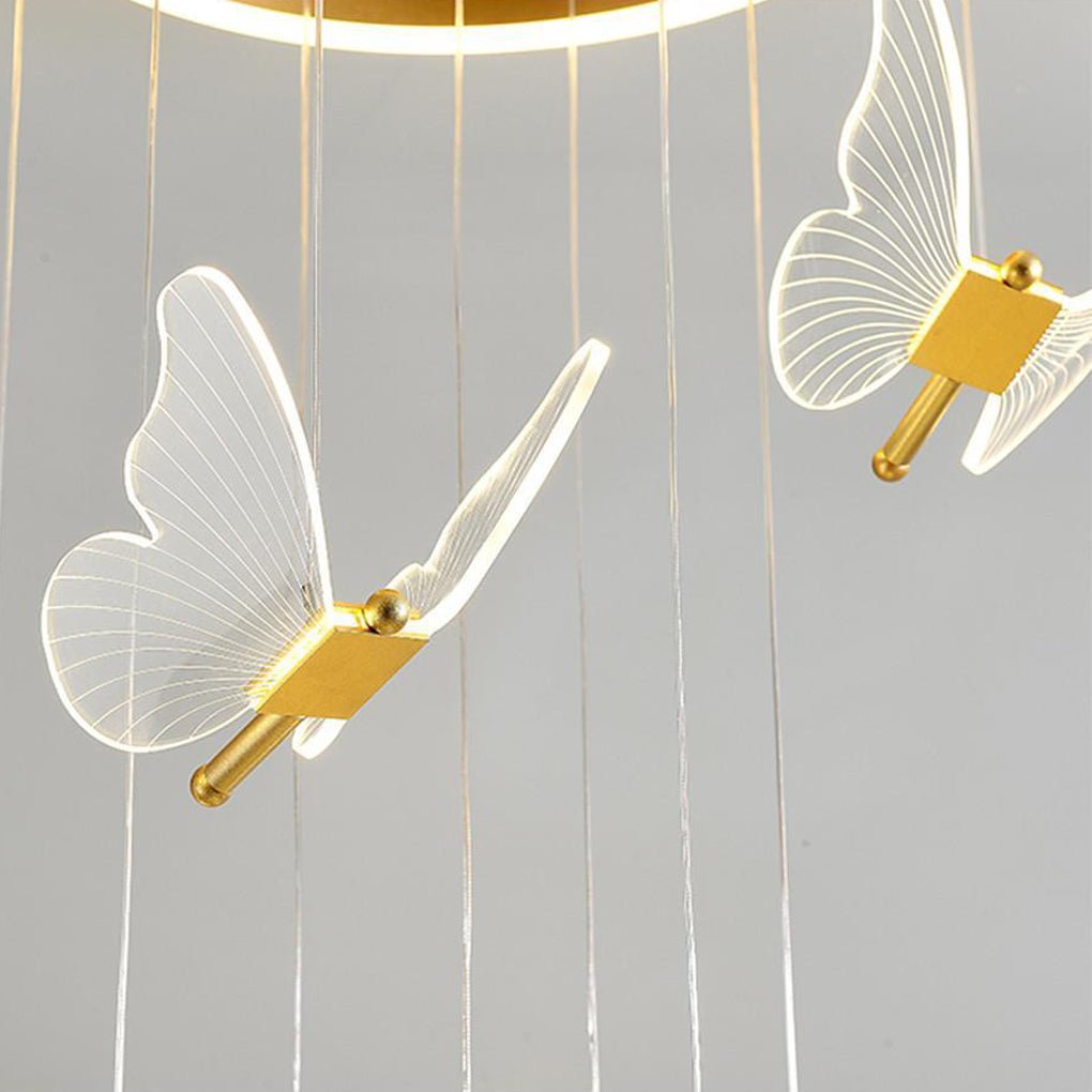 Modern Butterfly Chandelier - Metal and Acrylic Ceiling Light