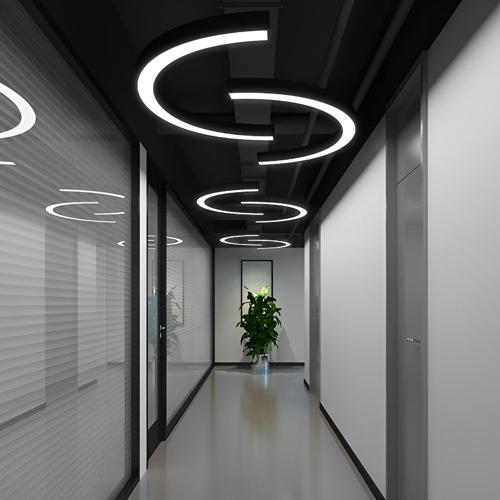 Set of 2 C-Shaped Pendant Lights - Minimalist Arc Design for Modern Spaces