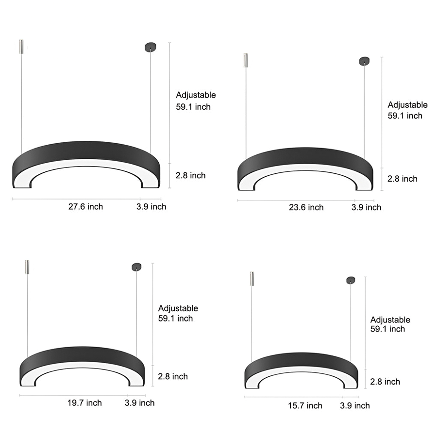 Set of 2 C-Shaped Pendant Lights - Minimalist Arc Design for Modern Spaces