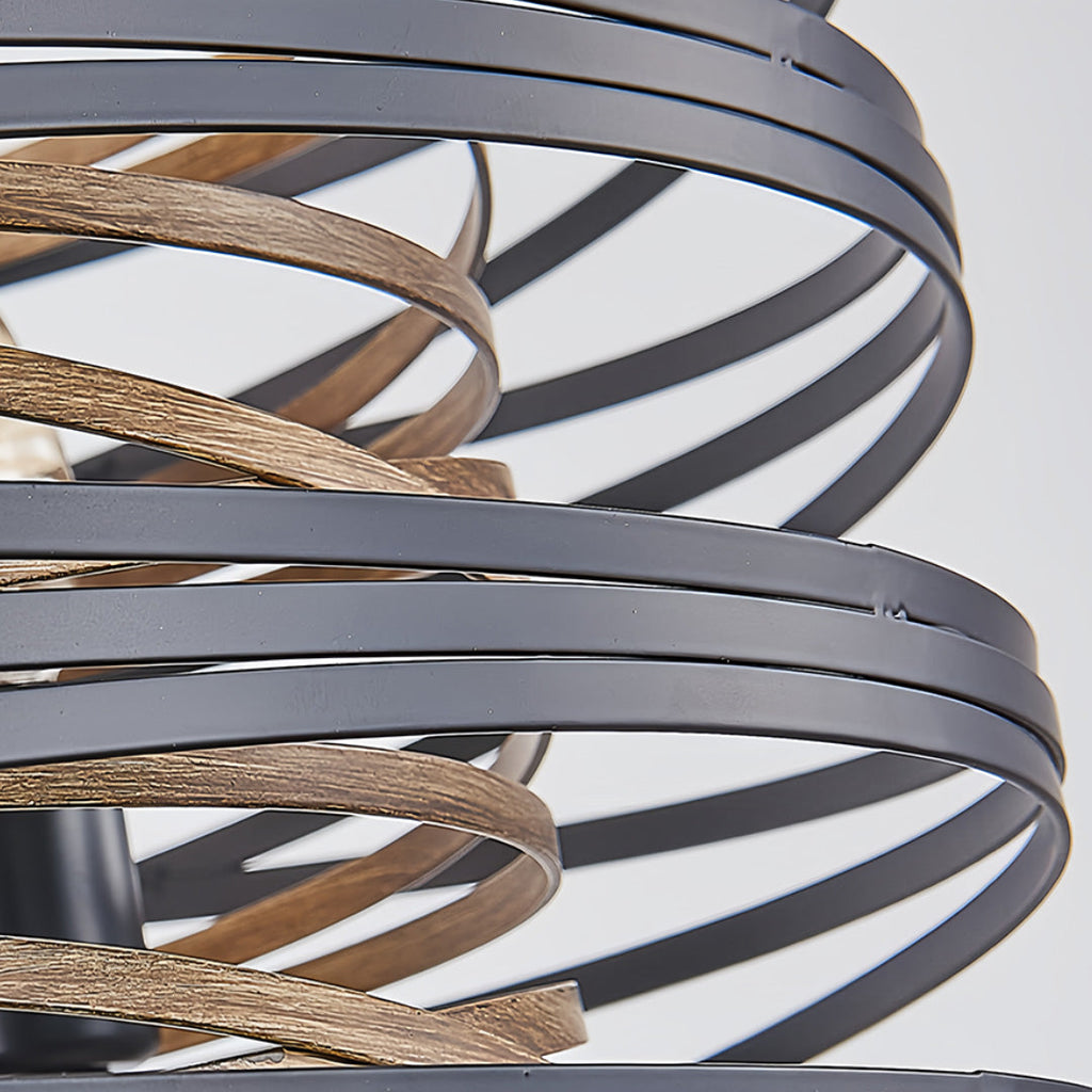 Black Iron Cage Drum Pendant Light - Round Ceiling Fixture