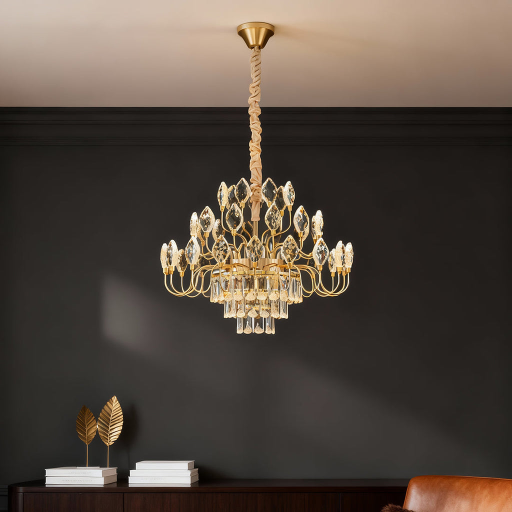 Luxury Gold Crystal LED Chandelier - Elegant Ceiling Light
