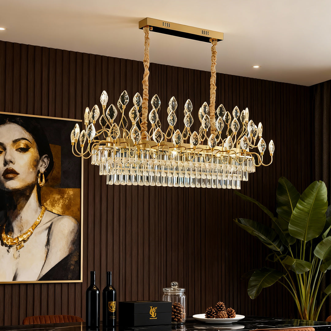 Luxury Gold Crystal LED Chandelier - Elegant Ceiling Light