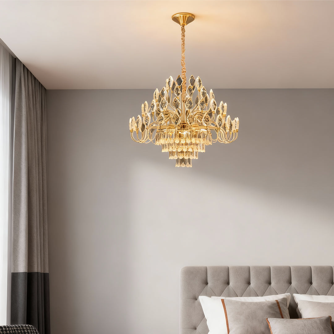 Luxury Gold Crystal LED Chandelier - Elegant Ceiling Light