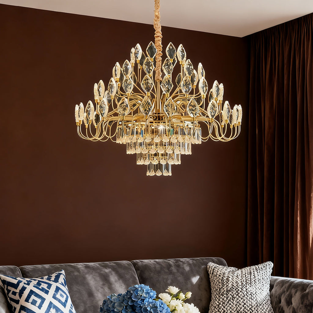 Luxury Gold Crystal LED Chandelier - Elegant Ceiling Light