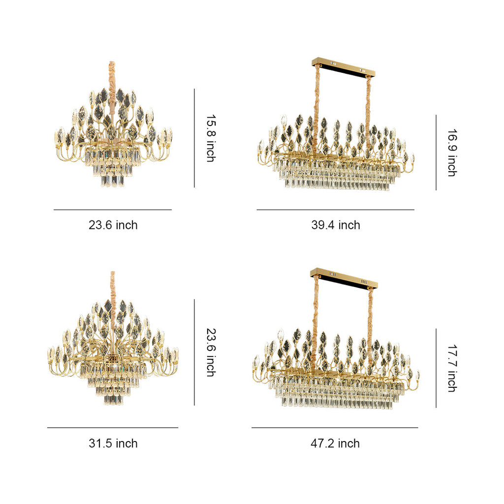 Luxury Gold Crystal LED Chandelier - Elegant Ceiling Light