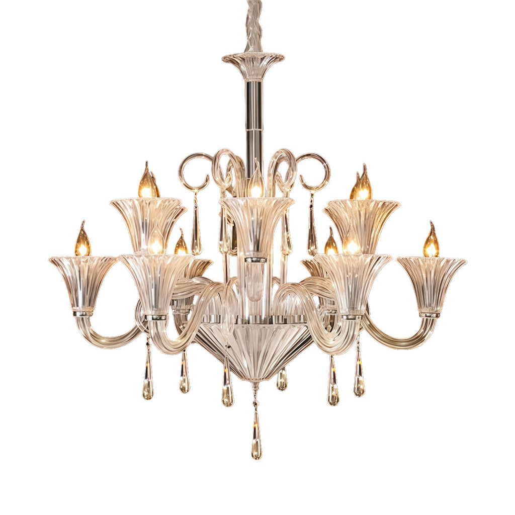Elegant French Art Glass Ceiling Chandelier
