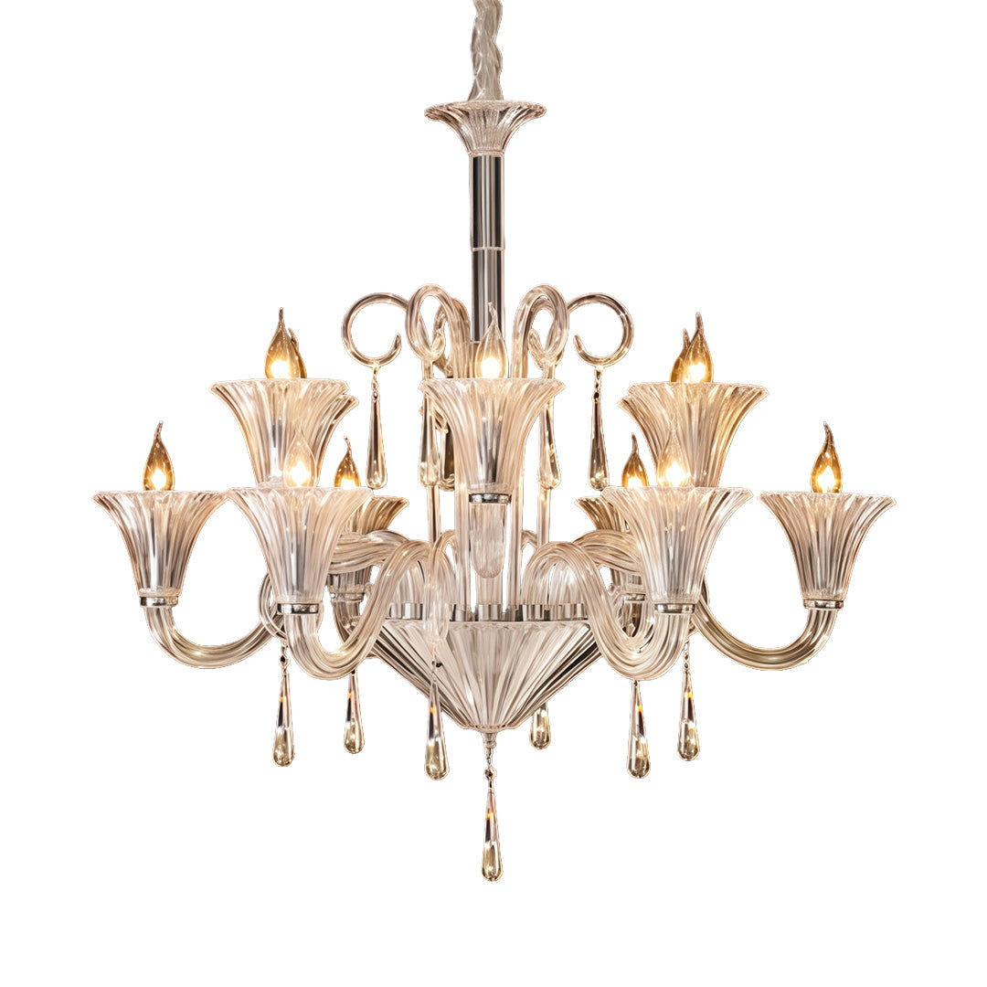 Elegant French Art Glass Ceiling Chandelier