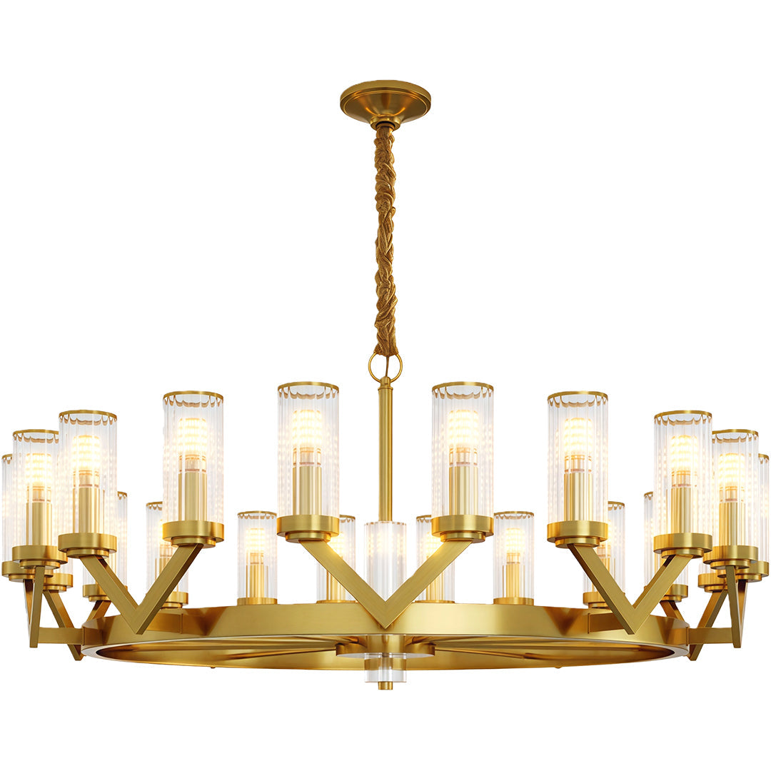 Luxury Copper Glass Drop Chandelier - Elegant Ceiling Light