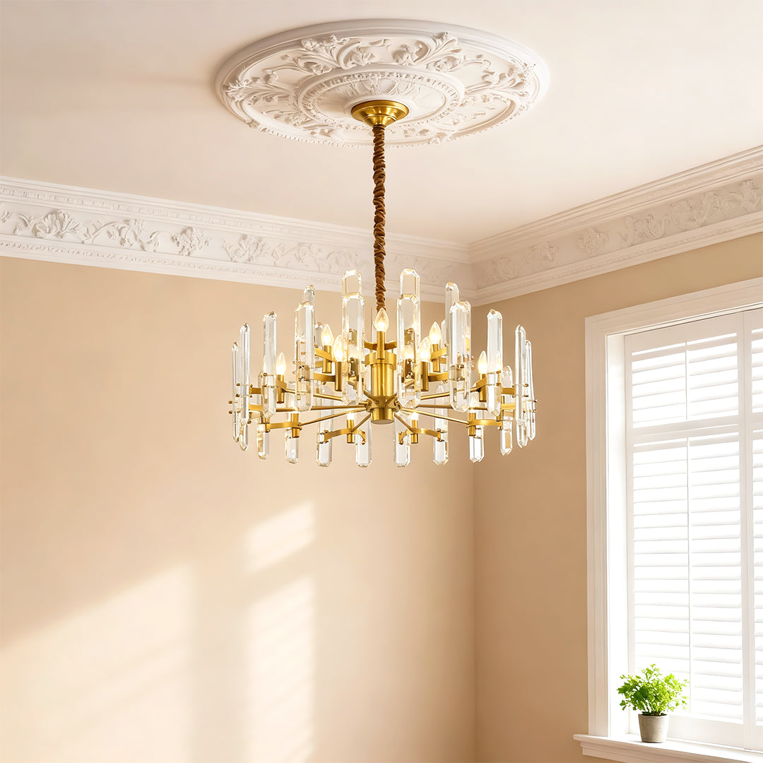 Modern Brass and Glass Chandelier Ceiling Light