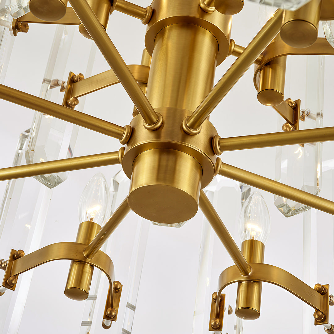 Modern Brass and Glass Chandelier Ceiling Light