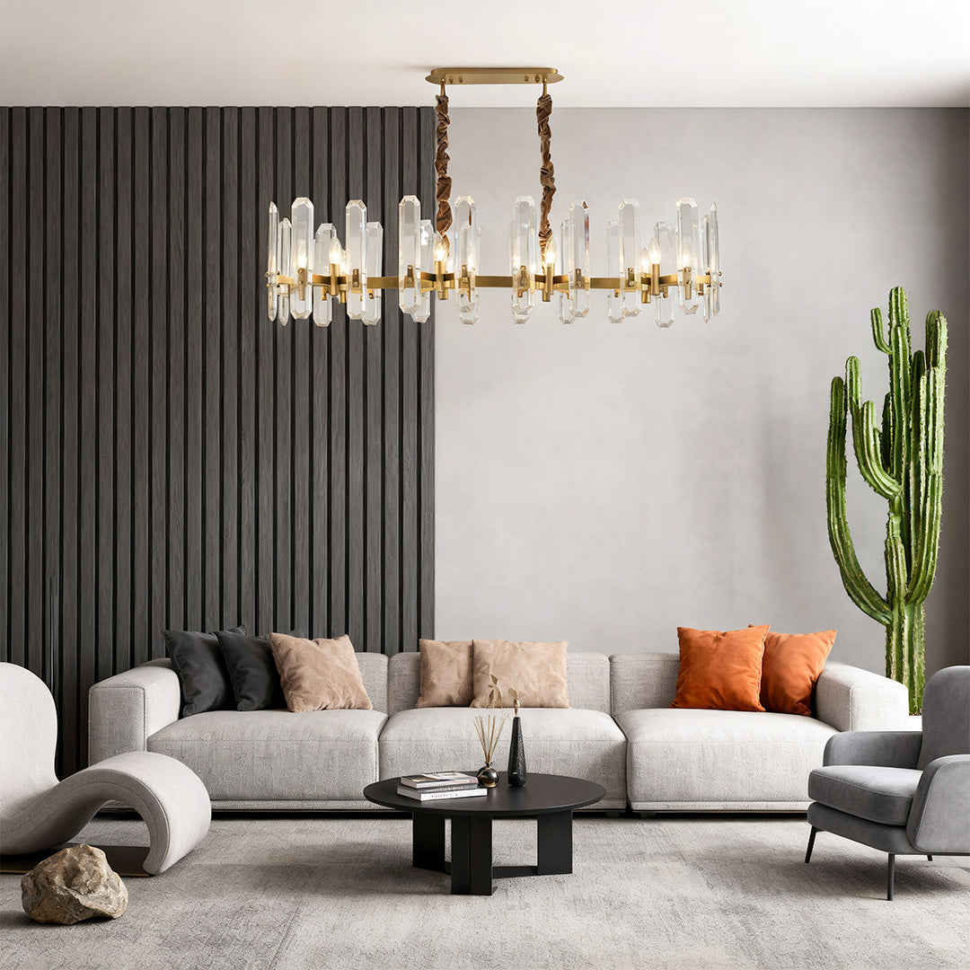 Modern Brass and Glass Chandelier Ceiling Light