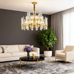Modern Brass and Glass Chandelier Ceiling Light