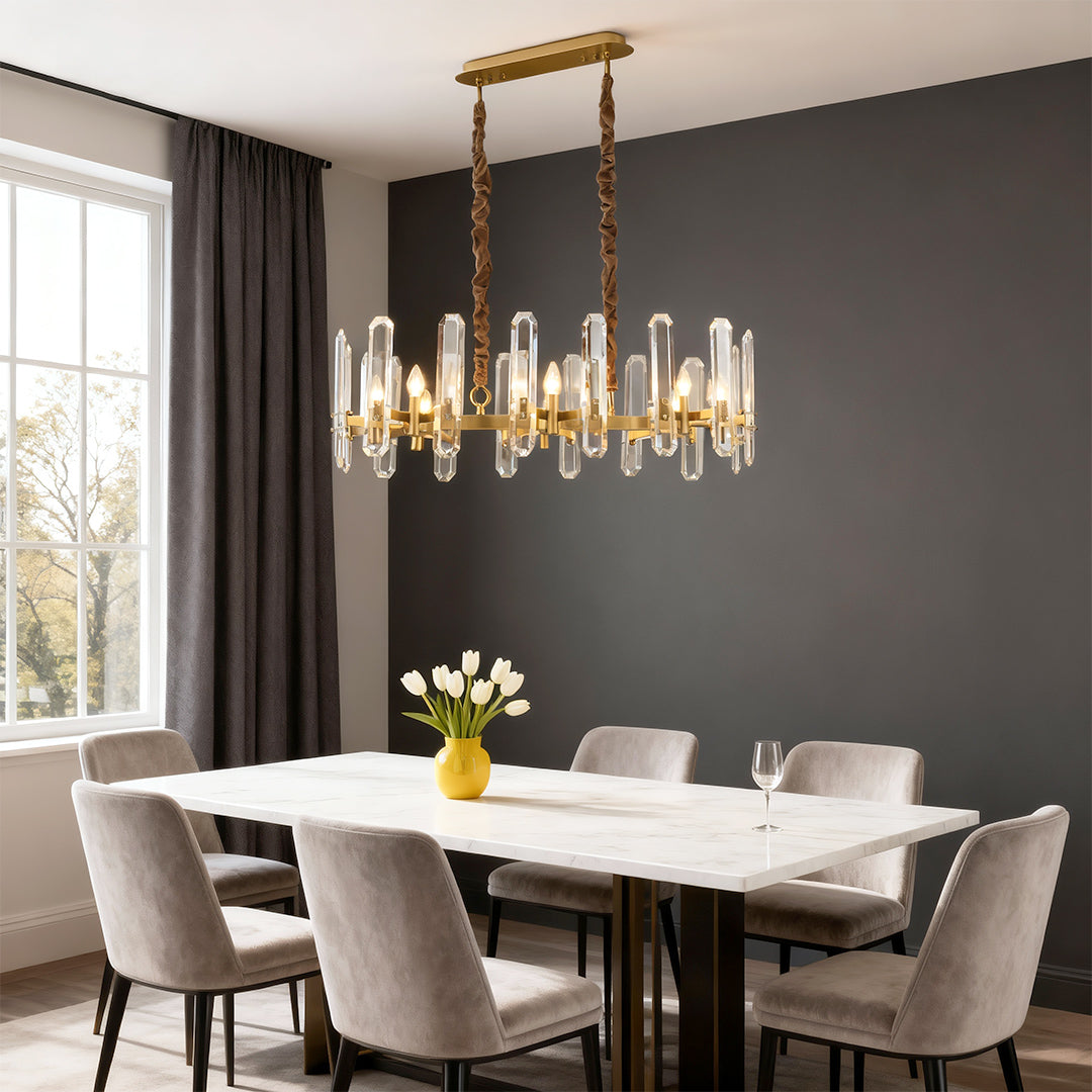 Modern Brass and Glass Chandelier Ceiling Light