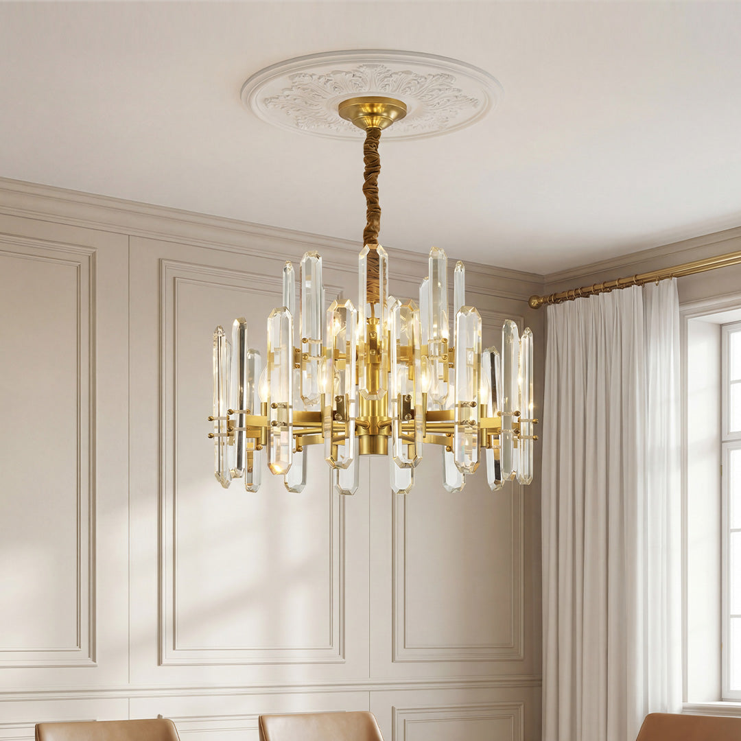 Modern Brass and Glass Chandelier Ceiling Light