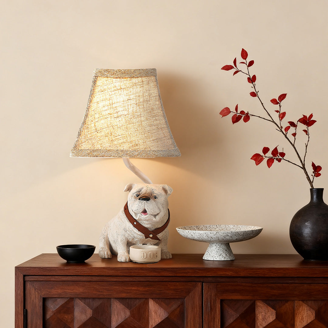 Elegant White Resin Dog Table Lamp - Mid-Century Decorative Lighting