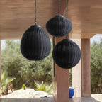 Premium Black Woven Outdoor Pendant Light - Waterproof Ceiling Fixture