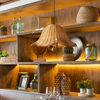 Artistic Rattan and Iron Hanging Pendant Light