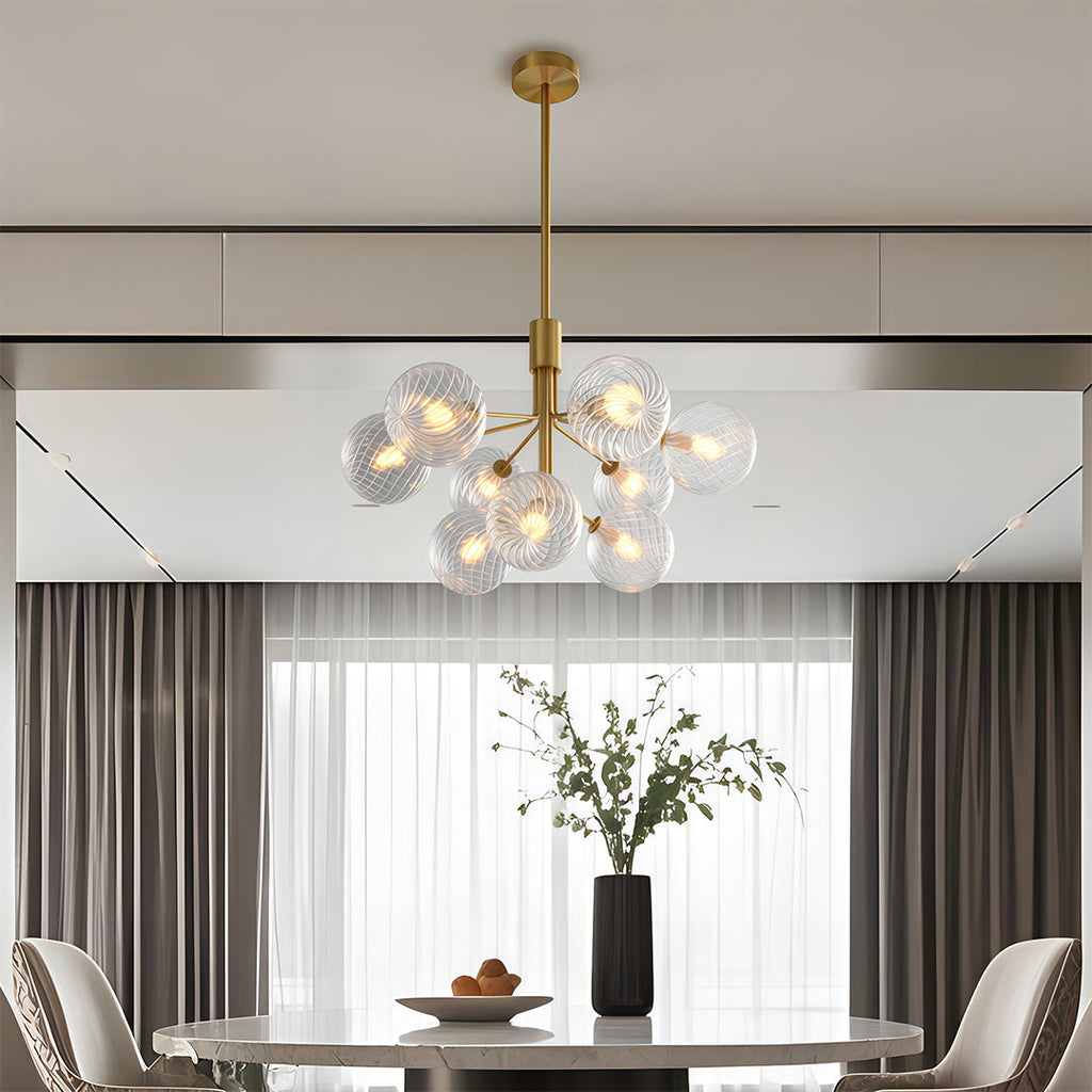 Premium Modern Copper and Glass Ball Chandelier