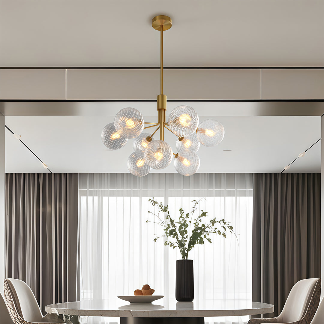 Premium Modern Copper and Glass Ball Chandelier