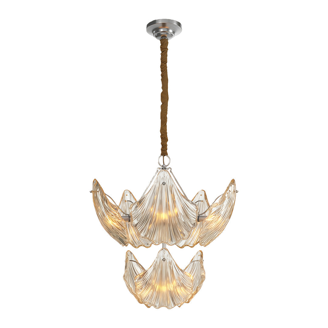 Luxury Copper and Glass Large Modern Chandelier