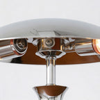 Retro Chrome Mushroom Lamp with Wooden Rod