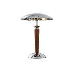 Retro Chrome Mushroom Lamp with Wooden Rod