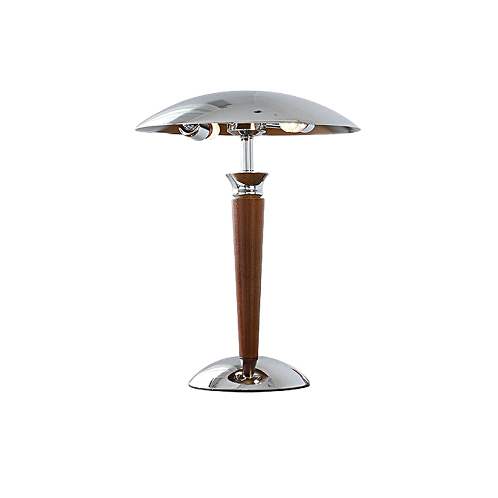 Retro Chrome Mushroom Lamp with Wooden Rod