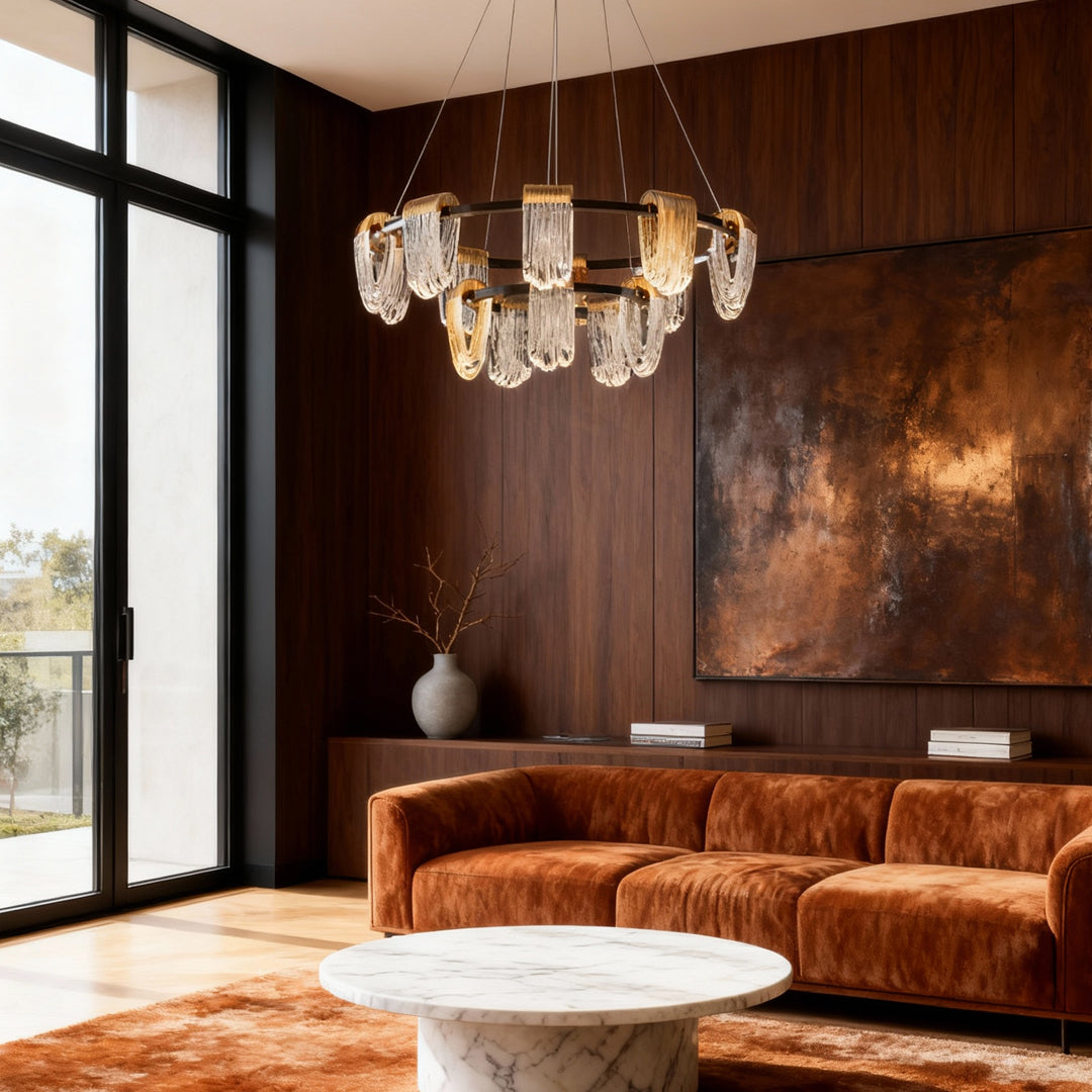 Modern Minimalist Circular Metal Chandelier Ceiling Light