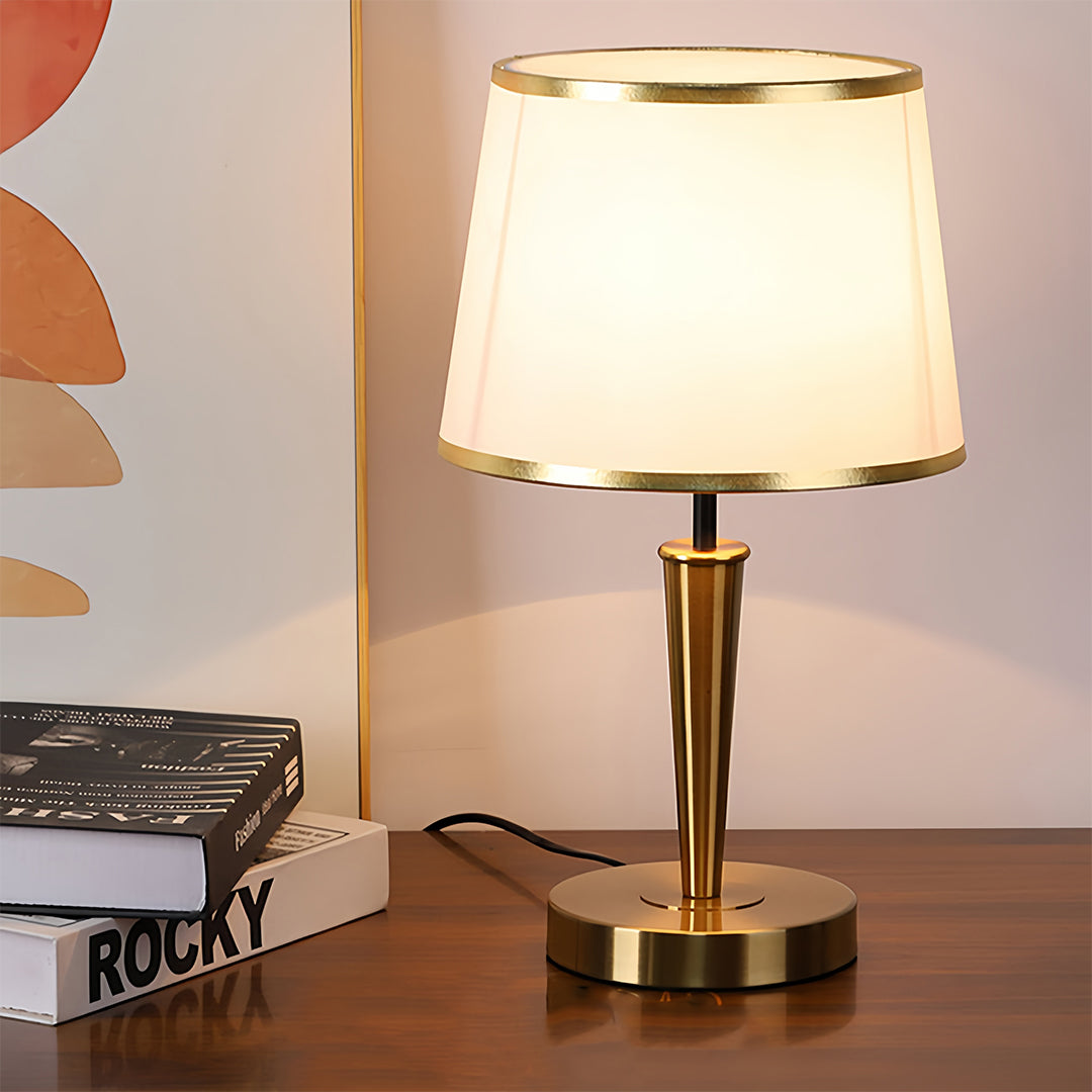 Elegant Nordic Brass Table Lamp with Fabric Shade
