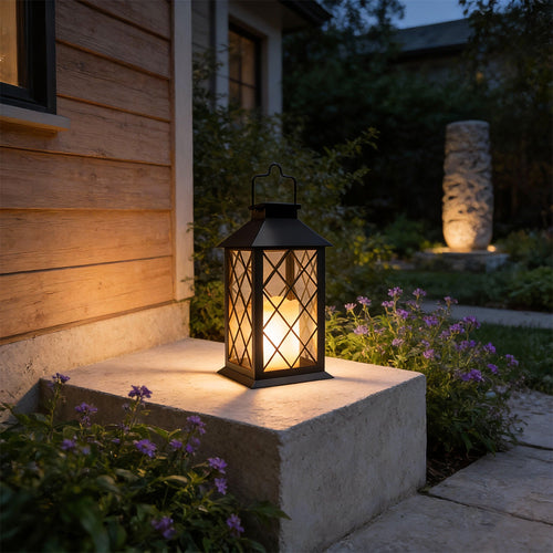 Black Solar LED Candlestick Lantern