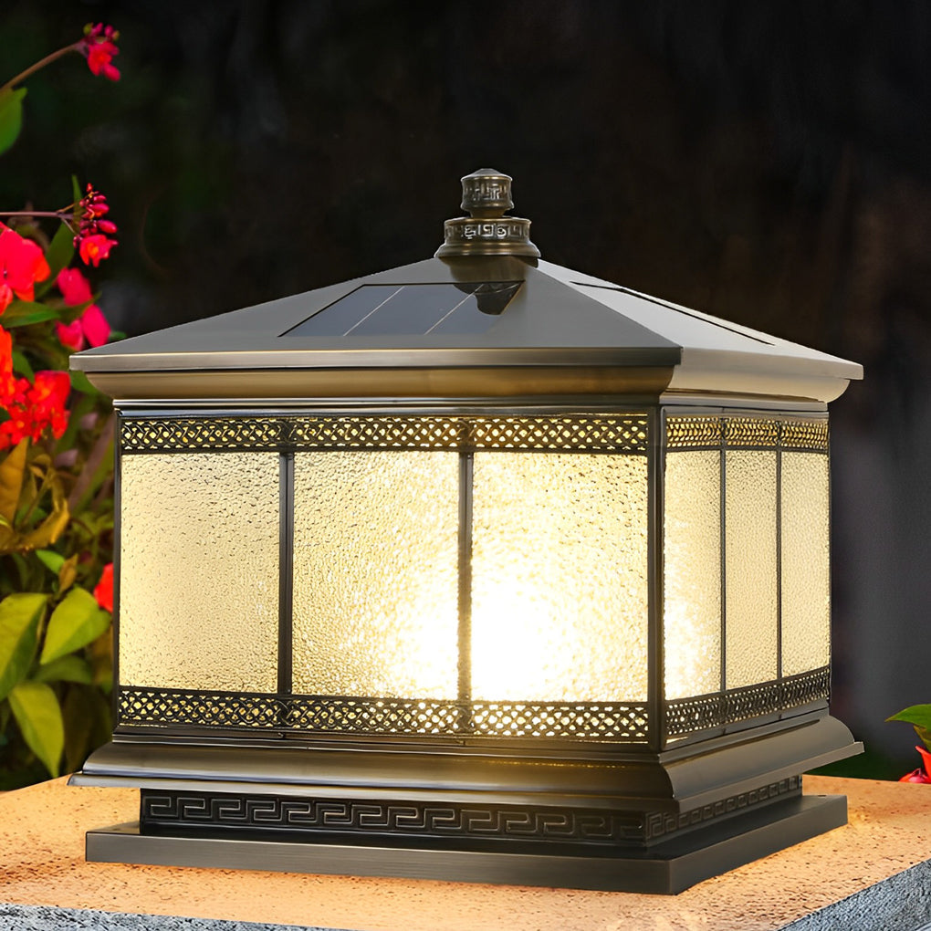 Premium Retro Copper Solar Pillar Lights for Outdoor Gates