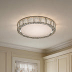 Premium Round Crystal LED Flush Mount Ceiling Light in Gold