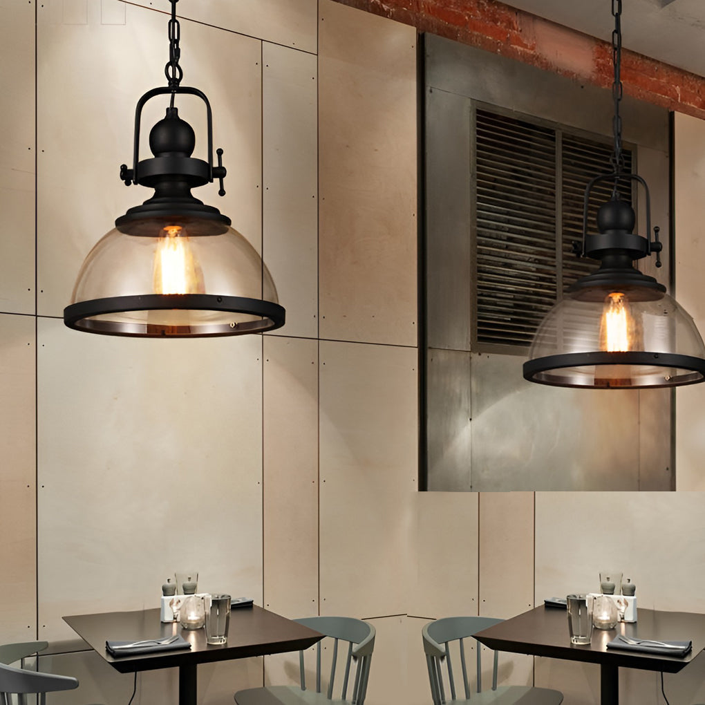 Retro Industrial Clear Glass Pendant Light Fixture
