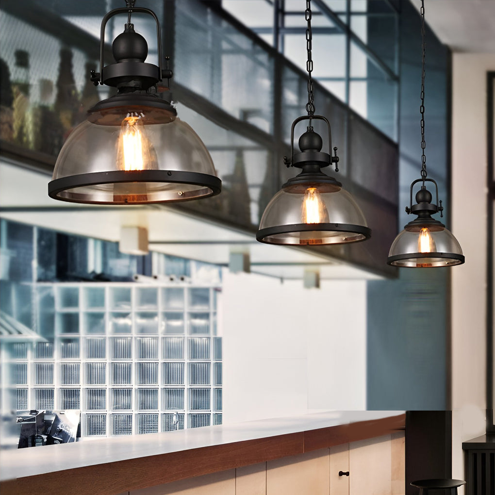Retro Industrial Clear Glass Pendant Light Fixture