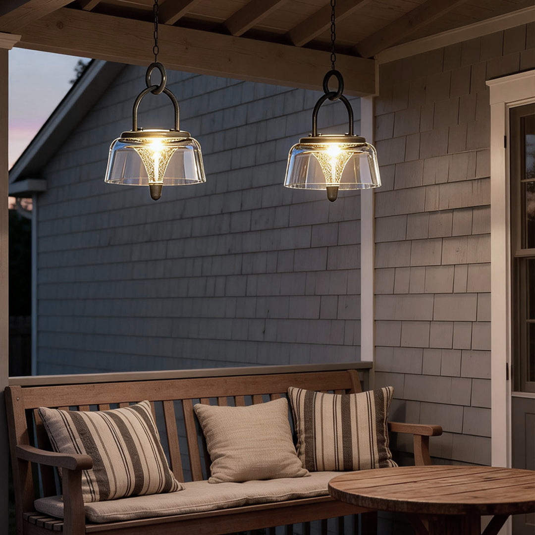 Solar-Powered Clear Pendant Lights - LED Hanging Fixtures