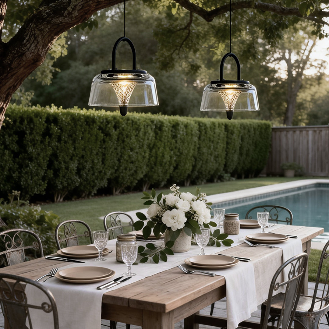 Solar-Powered Clear Pendant Lights - LED Hanging Fixtures