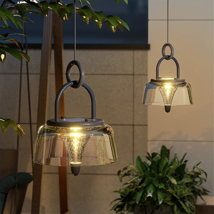 Solar-Powered Clear Pendant Lights - LED Hanging Fixtures