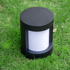 Modern Black LED Cylindrical Bollard Landscape Light