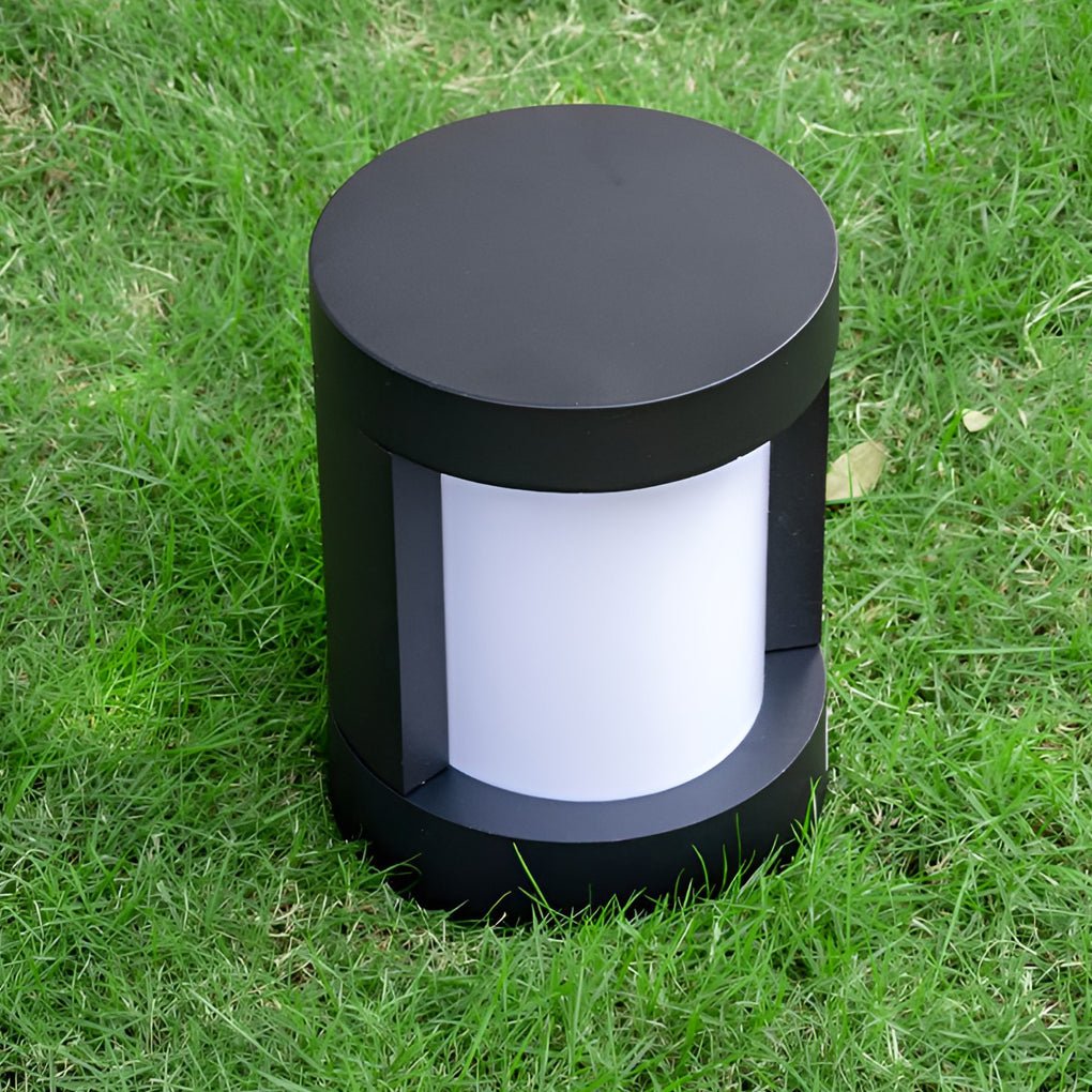 Modern Black LED Cylindrical Bollard Landscape Light