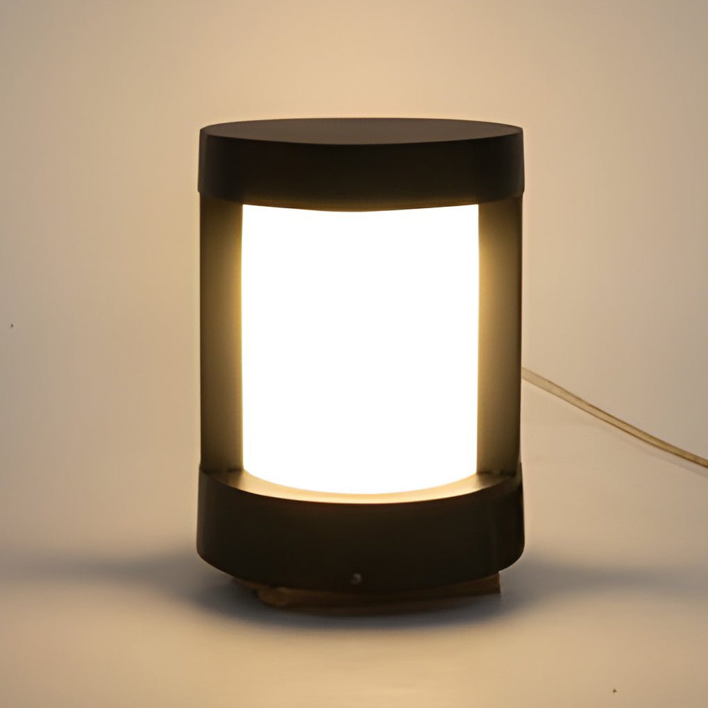 Modern Black LED Cylindrical Bollard Landscape Light