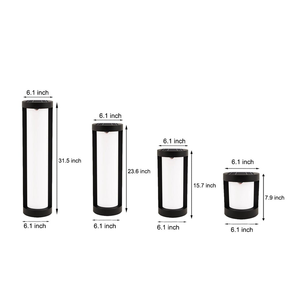 Modern Black LED Cylindrical Bollard Landscape Light