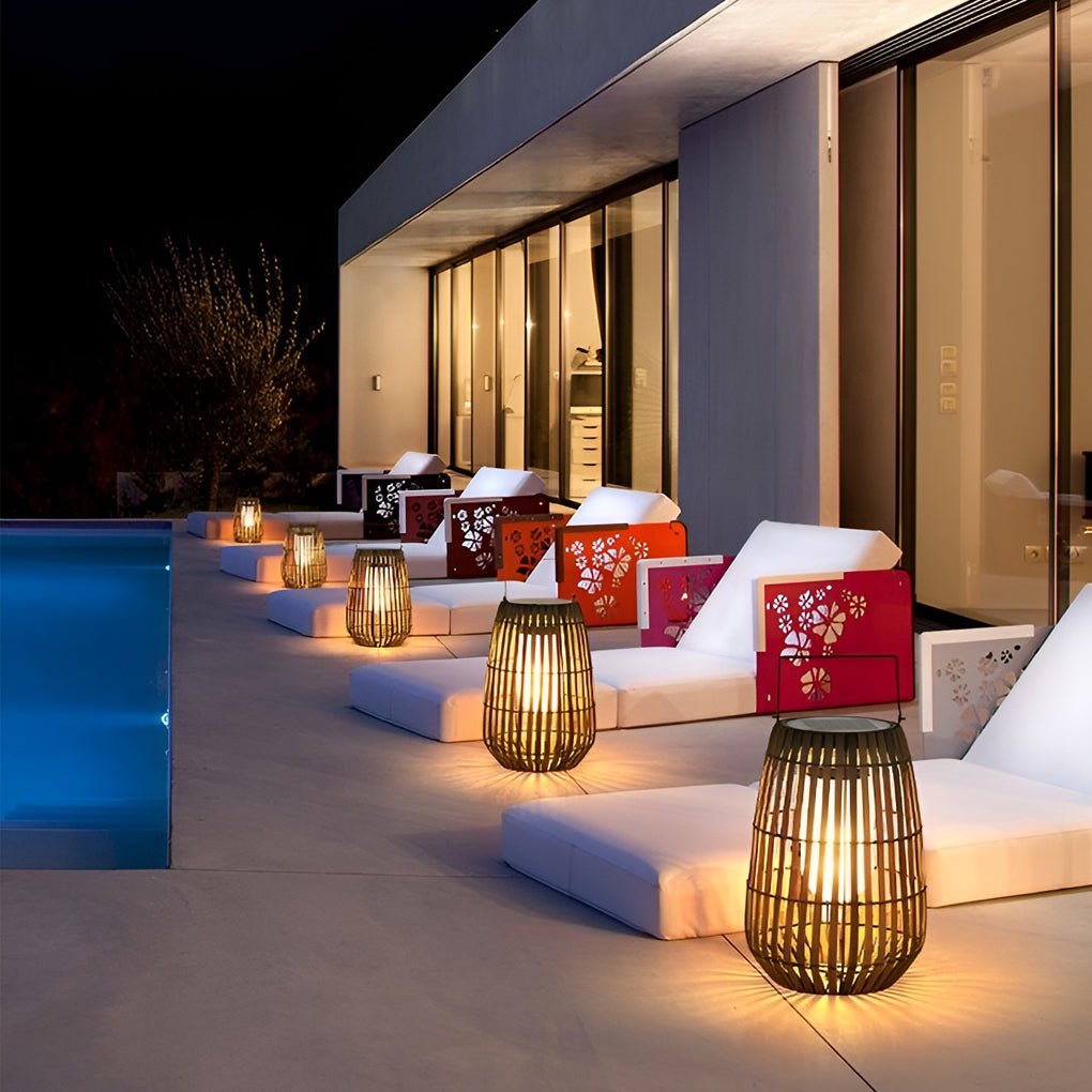 Premium Bamboo Portable LED Outdoor Lantern - Waterproof Design