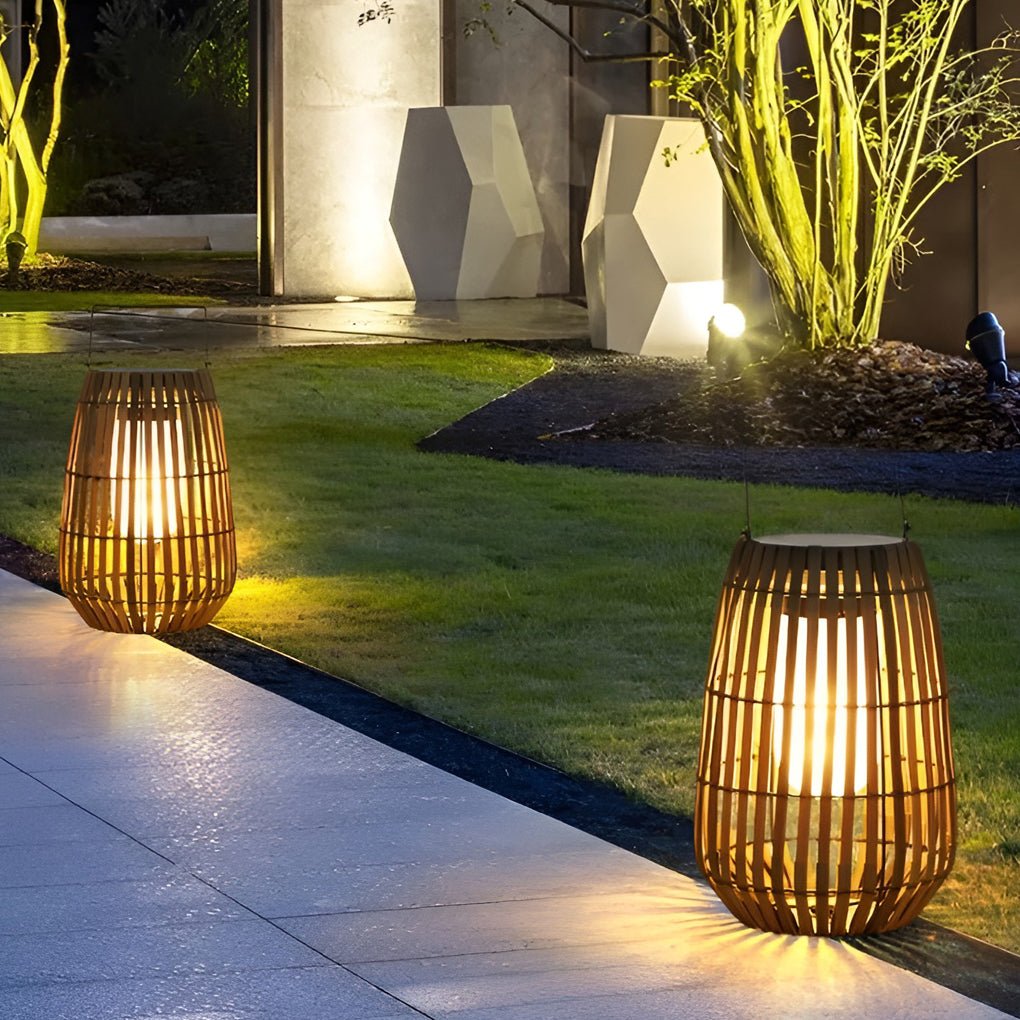 Premium Bamboo Portable LED Outdoor Lantern - Waterproof Design
