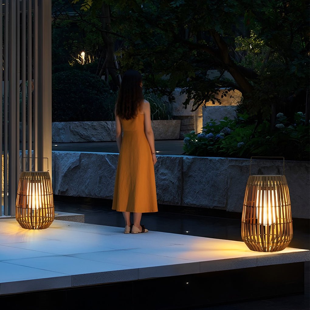Premium Bamboo Portable LED Outdoor Lantern - Waterproof Design