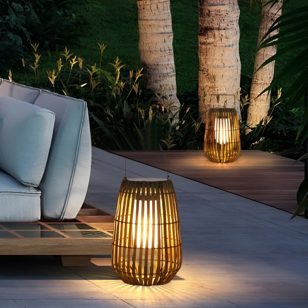Premium Bamboo Portable LED Outdoor Lantern - Waterproof Design
